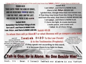 Yah is One God and No One is Beside him