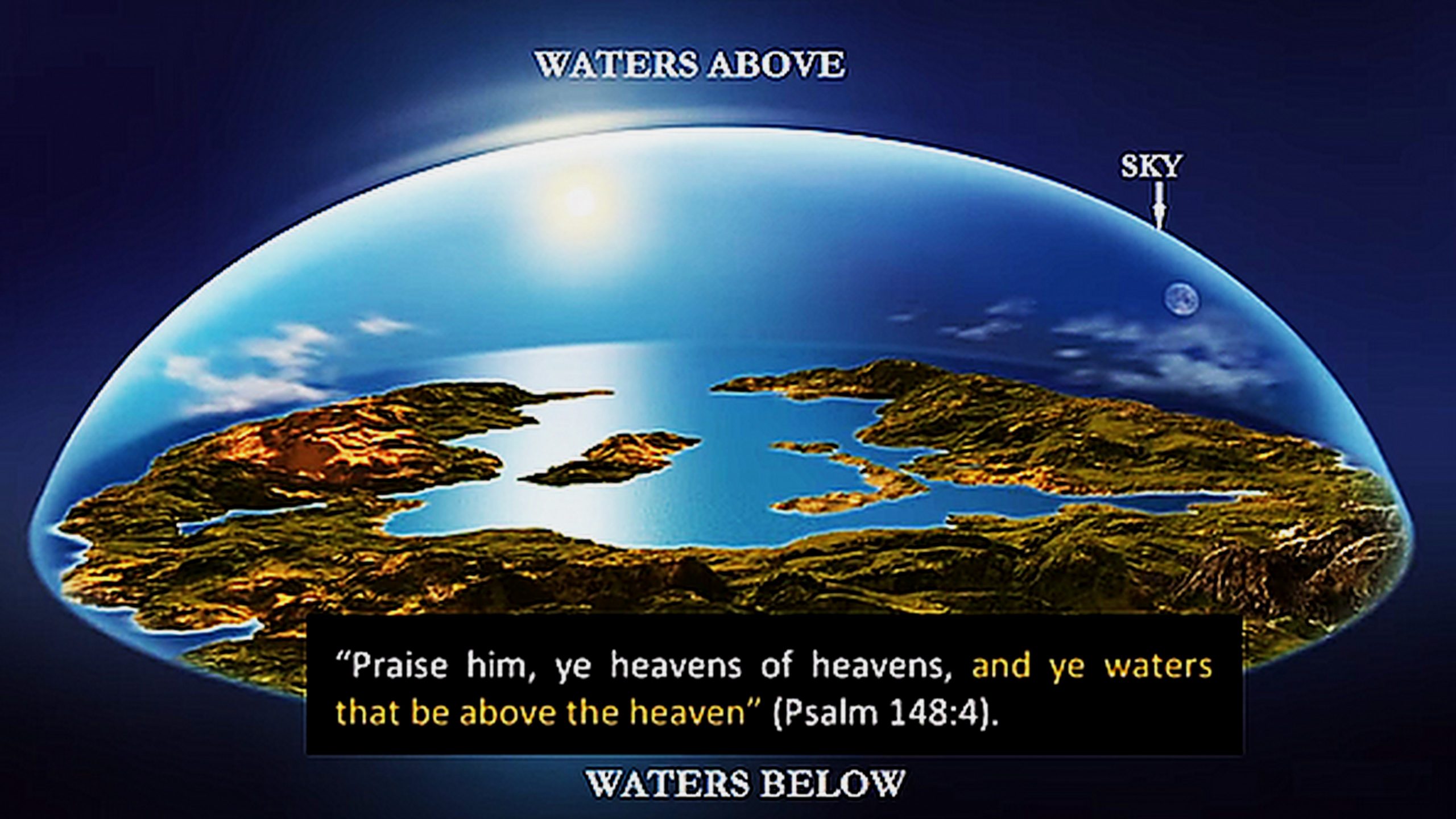 flat earth water above